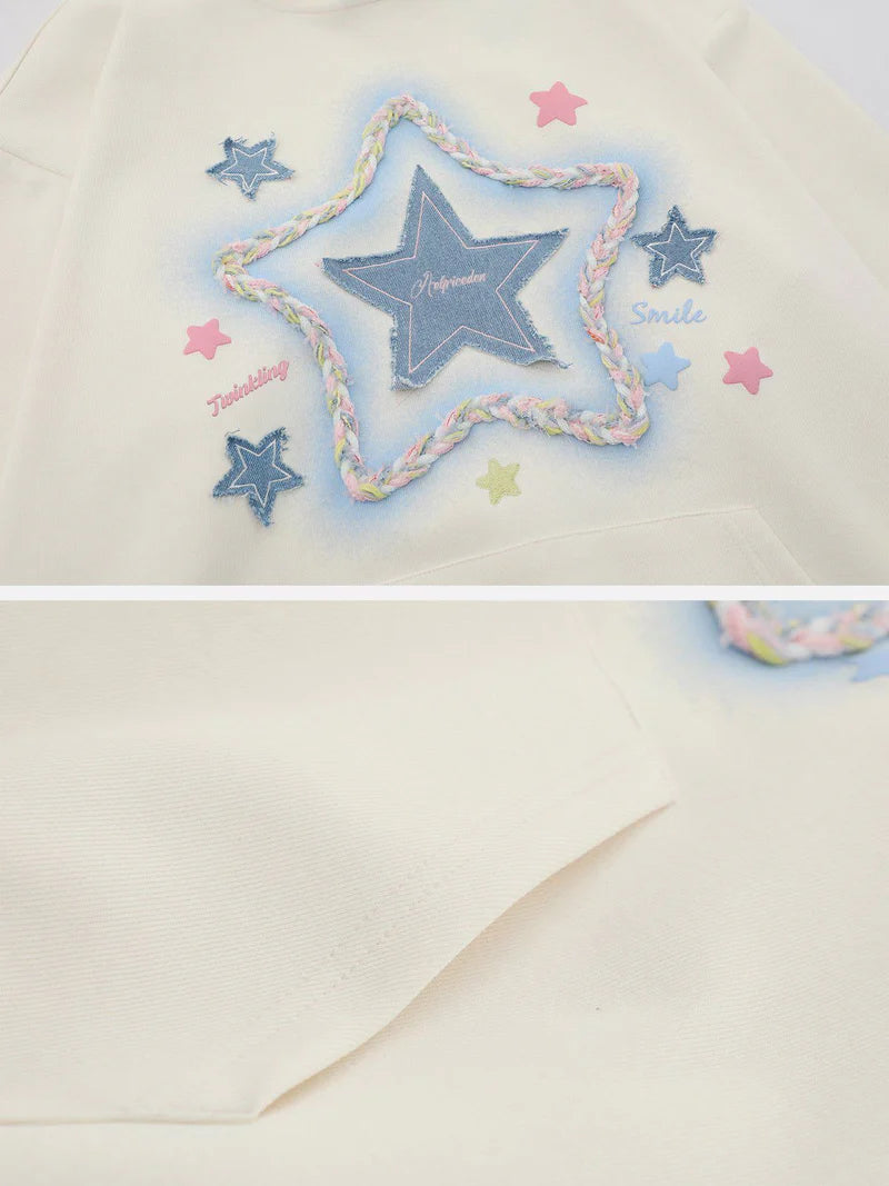 Star Applique Embroidery Hoodie